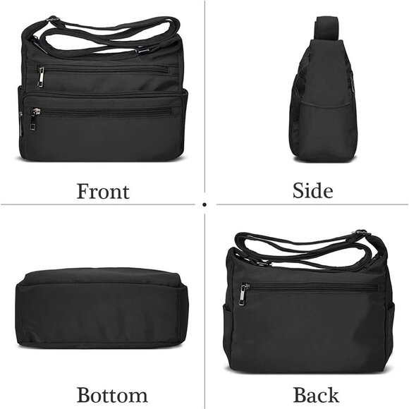 RFID Purses for Women Fabric Nylon Multi Pocket Crossbody Bag Ladies Travel Hand - Picture 7 of 7